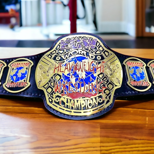 ECW World Heavyweight Championship Belt | copy-the-world-wrestling-federation-intercontinental-title-1986-1988-with-red-wf-logo | championship belt | MnM Belts